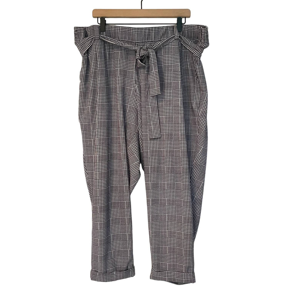 Torrid Houndstooth Tie Paperbag Waist Trousers